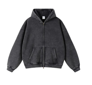 Customized Hoodie Cotton High Quality Vintage Fashion Distressed Design Streetwear Pullover With Digital Print Washed