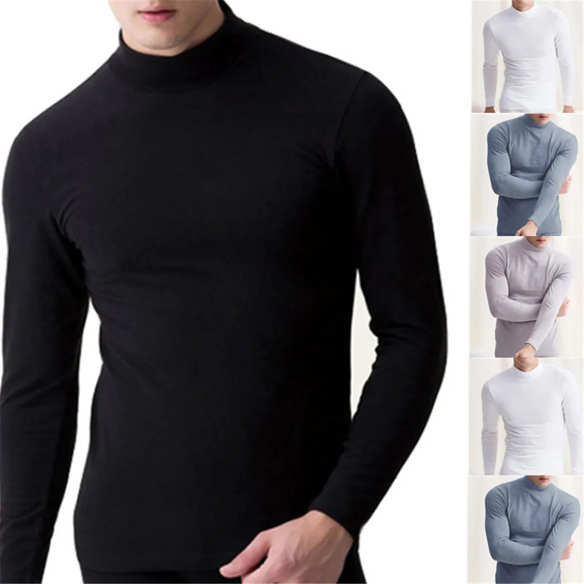 Cotton Polyester Mens Long Sleeve High Neck Knit Sweater Turtleneck Pullover Jumper Tops Pullover Customized Logo Printing