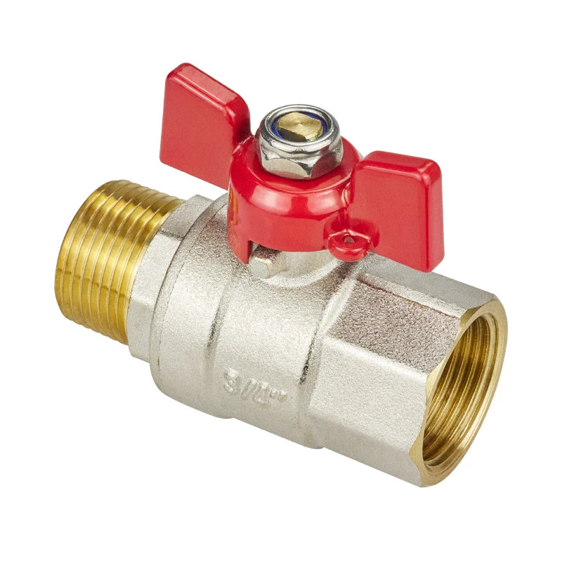 TMOK 600 psi 40 Bar  3/4" Inch DN20 Nickle Plated Female Male Full Port Brass Ball Valve With Swing Butterfly Handle