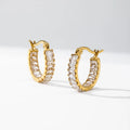 YF3613 Hypoallergenic Tarnish Free Jewelry Earrings Stainless Steel 18K Gold Plated Chunky Tennis 5A Zircon Hoop Earrings