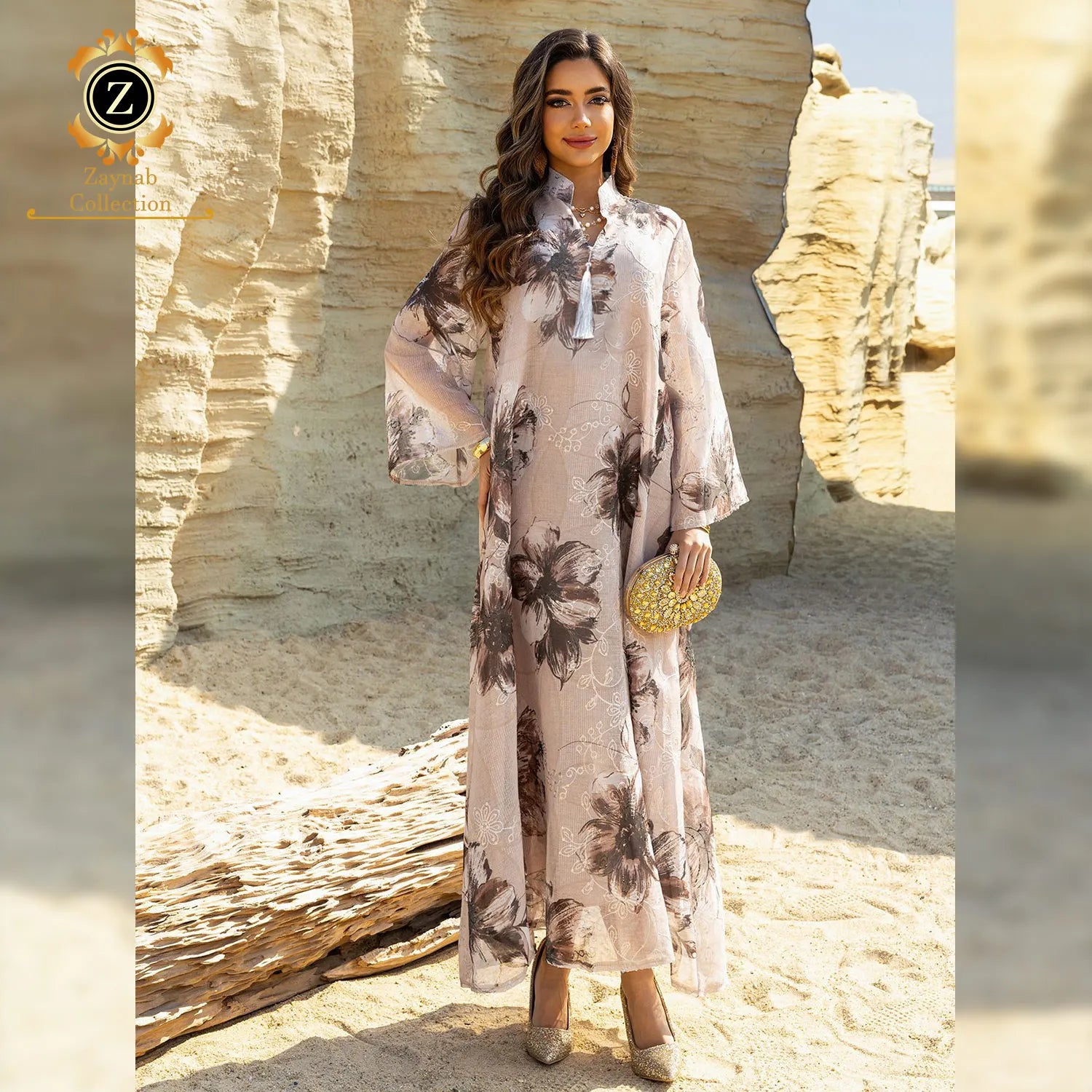 Zaynab Jalabiya Black Fabric Abaya Dubai Burqa Women Chiffon Embroidery Abaya Women Muslim Dress