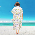 Women's Custom Printed Quick-Drying Hooded Poncho Colorful Striped and Woven Pattern Microfiber Beach Towel