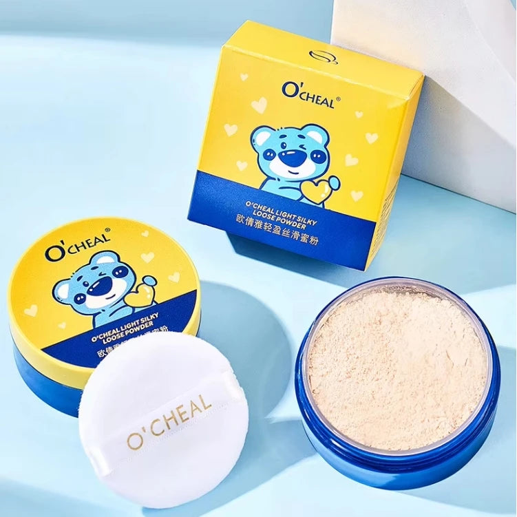 O'CHEAL Private Label Custom Cute Bear Light Silky Waterproof Set Makeup Mineral Matte Finish Loose Powder for Daily Life