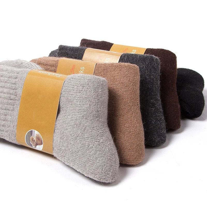 Wholesale Men's Winter Wool Socks Black Gray Brown Plain Blank Thick Crew Casual Socks with Body Logo