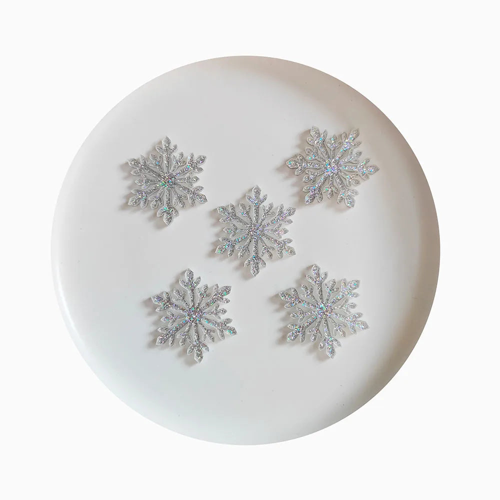 Glitter Snowflake Resin Kawaii Cabochons Winter Gifts Flatback Fit Hair Pin Phone Cover DIY Handmade Material Supplier