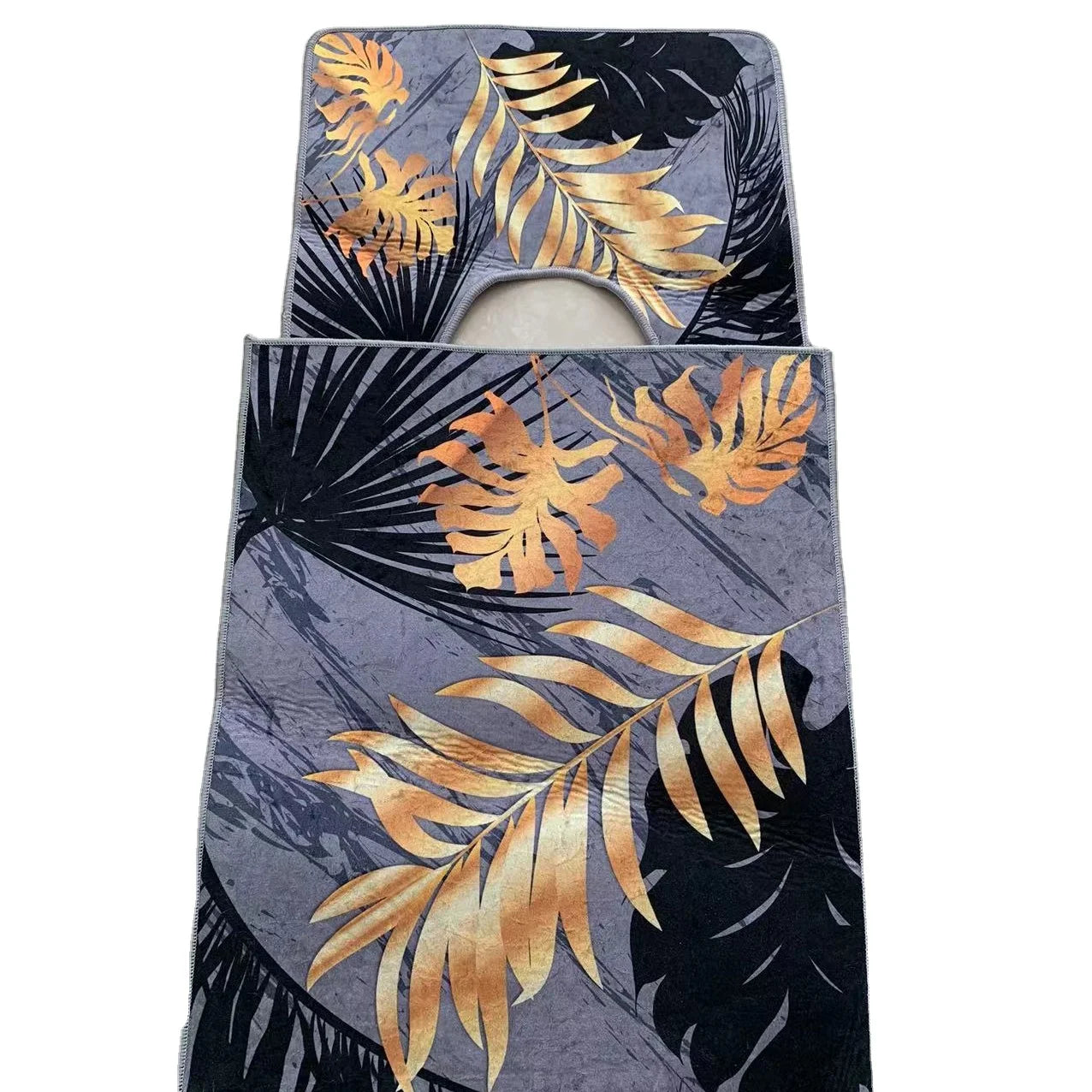 Wholesale Factory Printing Printed Gold Diamond Velvet Material Christmas Cheap Bathroom Mat Sets