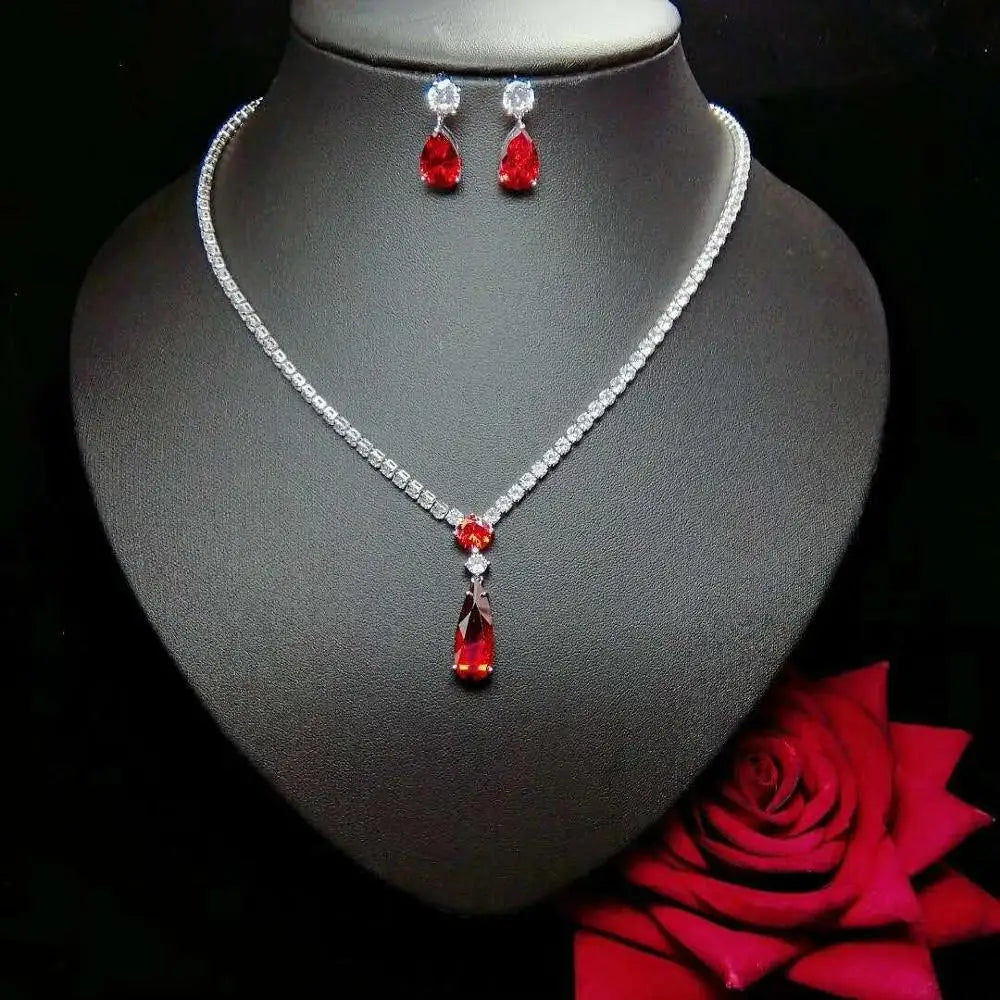 HIBRIDE New Style White Gold Color Fashion Top Quality Wedding Earrings Necklace Sets AAA CZ Bridal Jewelry Sets N-1045