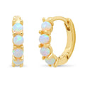Gemnel 925 Silver Delicate Unique Miniature Opal Stones Huggie Earrings Women Jewellery