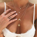 2022 Fashion Stainless Steel Pendant Necklace Circle Multilayer Necklace Simple Moon Necklace for Women