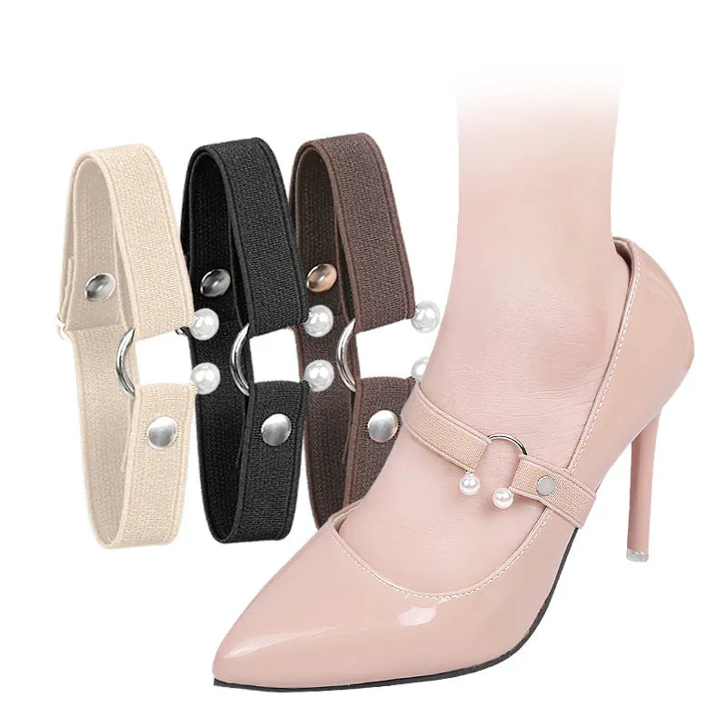 Lady Adjustable Elastic Band High Heel Shoe Straps Anti-Slip Elastic Shoe Laces for Loose High Heels