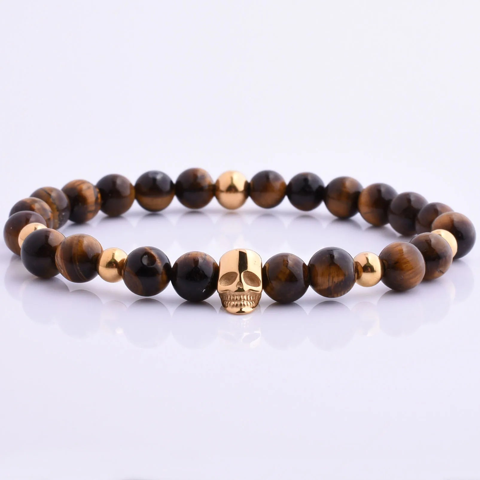 Factory  Prices Custom Christmas Gift Classic logo Charm Elastic Agate Bead Jewelry 8mm Natural Red Gem Bracelet