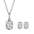 RINNTIN SMN30 Women's Moissanite Pendant Necklace Set DE Color Oval Cut Diamond 925 Sterling Silver for Engagement