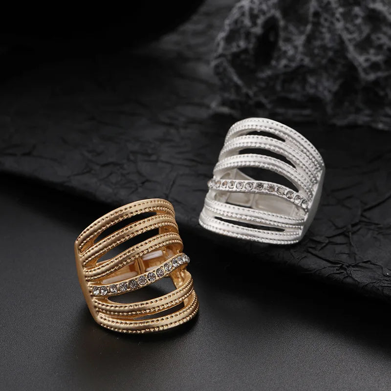 Adjustable Silver Gold Plated Cross Enhancers Statement Engagement Ring for Women Holiday Gift