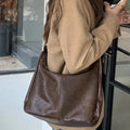 Solid Color Women Simple Shoulder Bag Retro Style Female Hobos Crossbody Bags Large Capacity College Girls Tote Purse Handbags