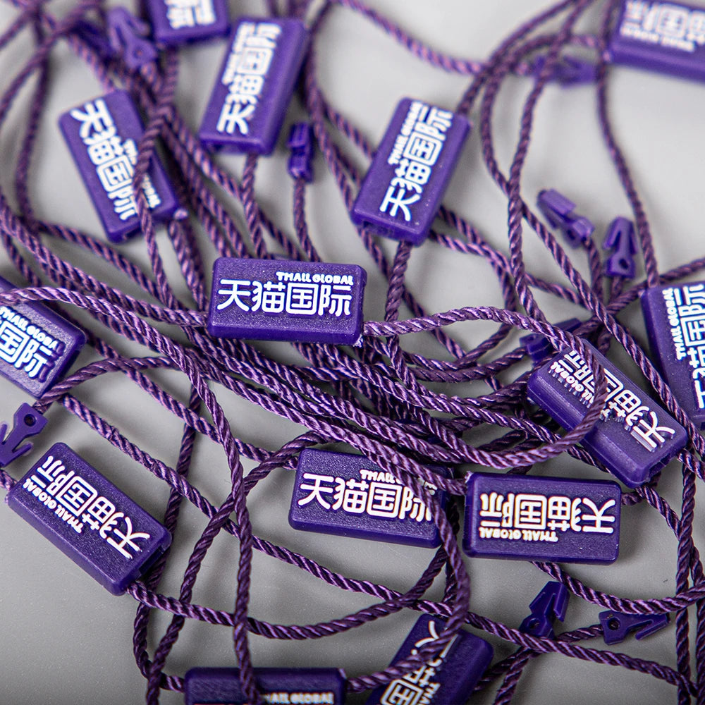 Custom Brand Universal Version Emboss  Plastic Polyester String Key Seal Tag  Garment Accessories