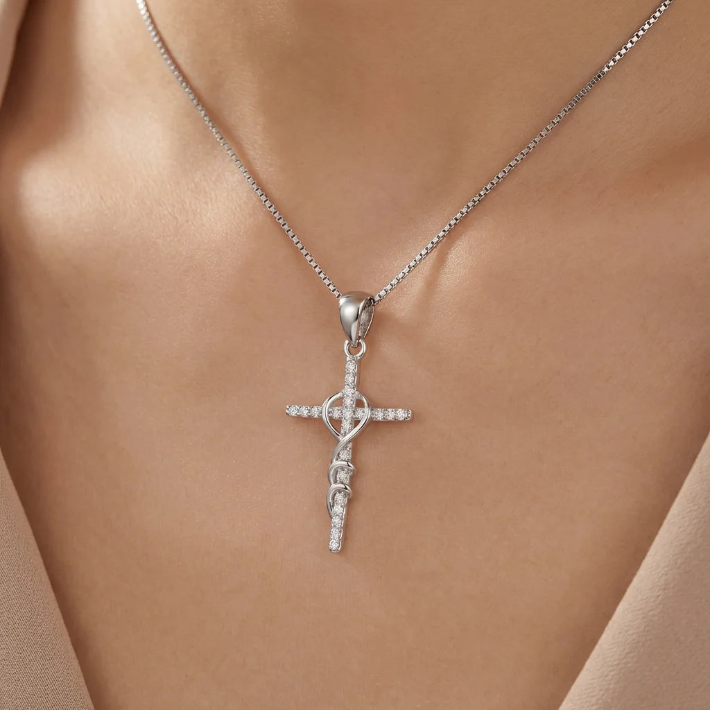 Wholesale Pendant Jewelry Rhodium Plated Cubic Zirconia Cross God Retro Pendant 925 Sterling Silver Fine Jewelry Pendant