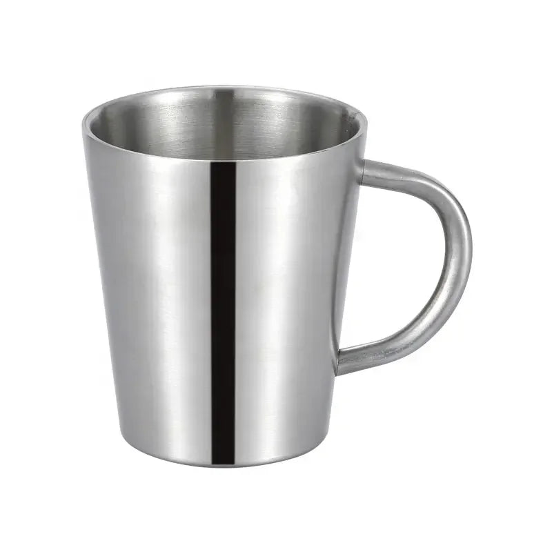 300ml Home Office Double Wall Cups With Handle Stainless Steel Tea Juice Coffee Beer Beverage Stainless Steel Children Cup