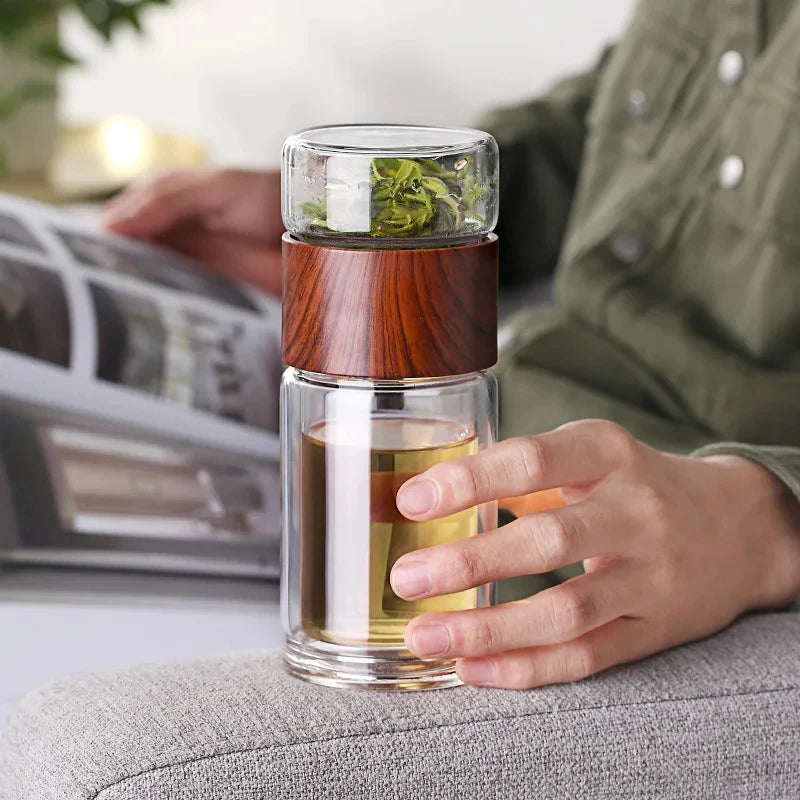 Tea Water Bottle Travel Drinkware Portable Double Wall Glass Tea Stainless Steel Infuser Filters the Tea Filter Tumbler