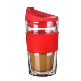 High Borosilicate Coffee Cup 350 Ml Tea Coffee Cup Insulated Cover Double Wall Bottle Cup with Lid