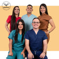 Niaahinn Fashionable Health Worker Black V Neck Women Men Dental Nurse Doctor Elastic Waist Jogger Pants Scrubs Uniforms Sets