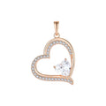 925 Sterling Silver Rose Gold Plated Heart Shaped Cubic Zirconia Pendant Necklace for Women - Romantic Valentine's Day Gift Idea