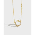 925 Sterling Silver Circle Charm with Cubic Zirconia 18K Gold Plated Dainty Pendant Necklaces