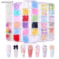 12 Grids/Box Nail Aurora Bow Mixed Resin Flower Wholesale Love Camellia Shell Bear Jewelry 3D Nail Art Charms