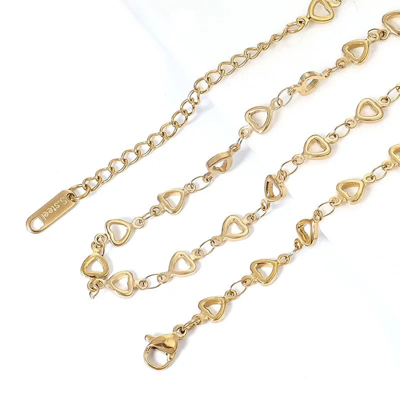 Waterproof Stainless Steel Silver & 18K Gold Plated Peace Shape Link Chain Necklace Unisex Party Gift