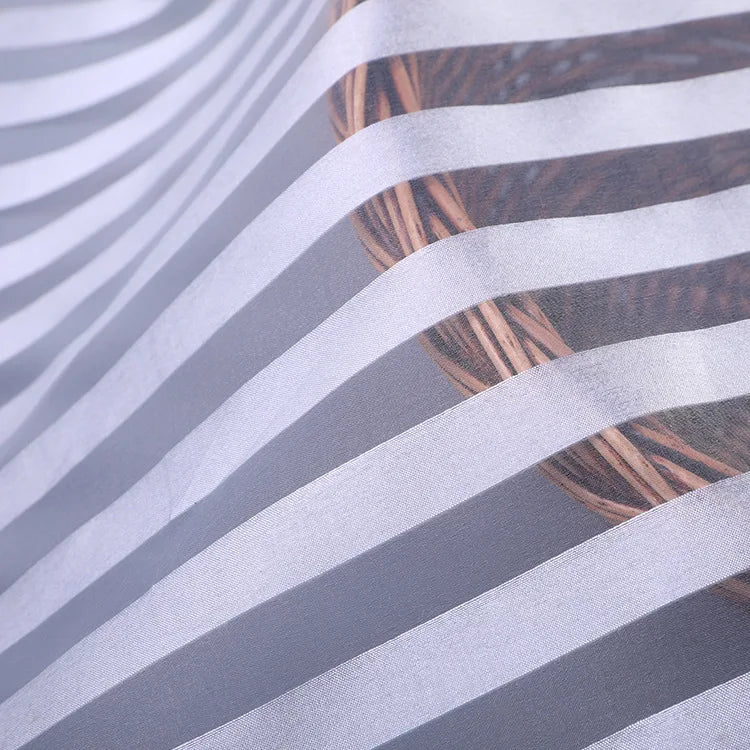 Amazon Hot Selling Cheap Price Polyester White Color Transparent Stripe Organza Fabric