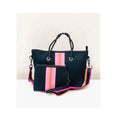 Solid Black & for Pink Striped Neoprene Tote/Backpack with Zipper Closure Portable Feature Removable Wristlet Pouch