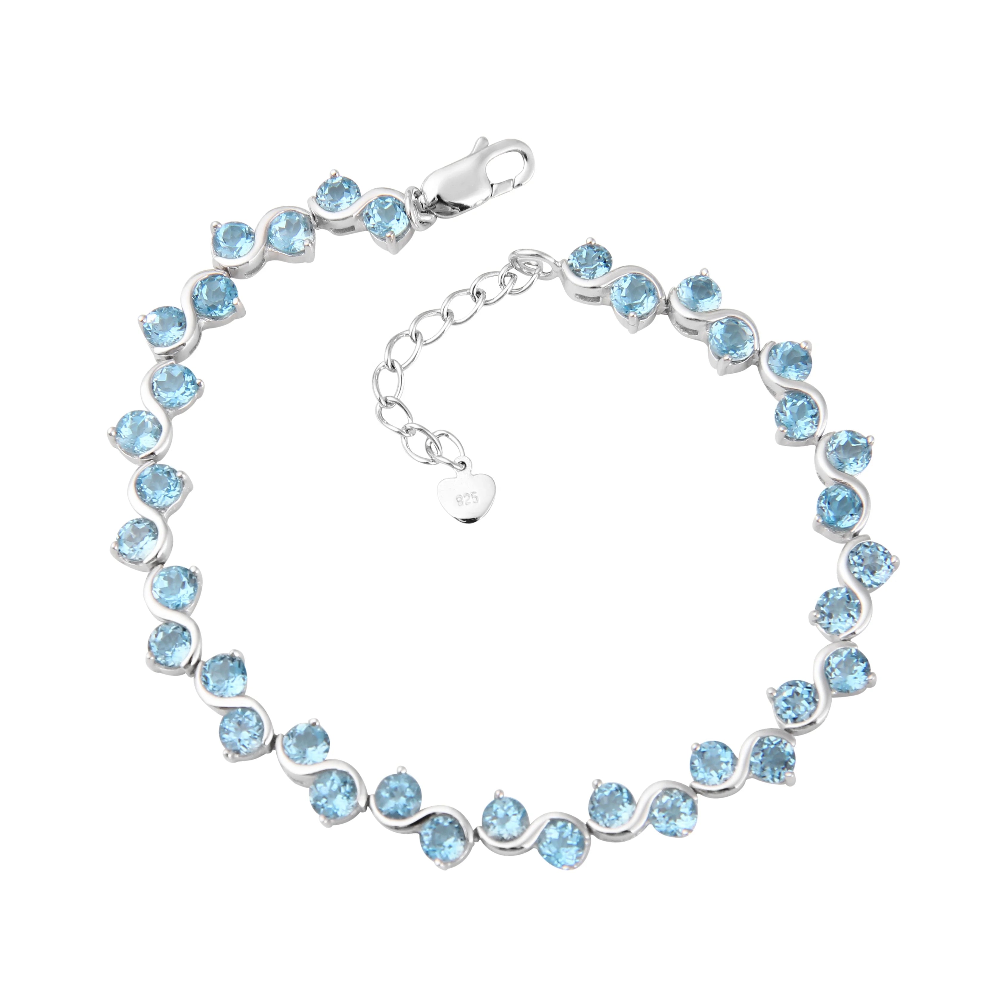 Luxury Wholesale Natural Gemstone Topaz Bracelet Sterling Silver Tennis Wedding Bracelet for Women