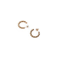 Jietao Tarnish-Free Gold Plated Stainless Steel C Shaped Stud Earrings Twisted Hoop Earrings with Braided Rope Gold Earrings