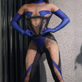 Sexy Long Sleeve Rhinestone Bodycon Romper Pole Dancer Outfits Women Club Party Leotard Stage Show Bodysuit One Piece Jumpsuits