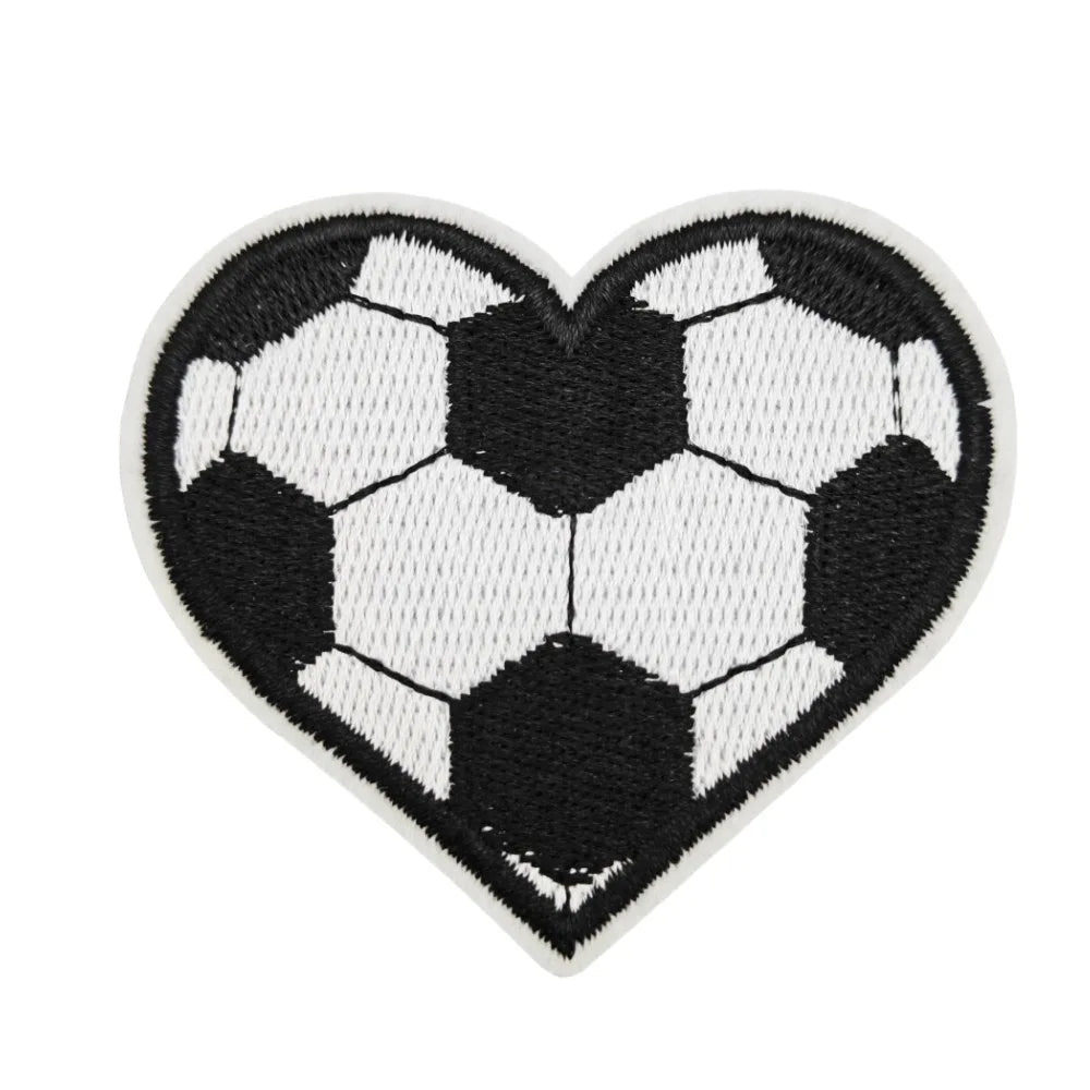 Wholesales  Heart-shaped Sport Balls Soccer Basketball Bowling American Football Tennis Baseball Iron on Embroidery Patches