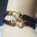 Black Cord String Rope Knot Glitter Heart butterfly Charm Good Luckfriendship Bracelets Adjustable Bracelet Handmade