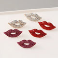 Wholesale Diamond CZ Lips Statement Earrings Bling Red Rhinestone Crystal Lip Shaped Stud Earrings for Women