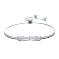 Daochong Custom Fine Jewelry Friendship Bracelet Bow With Zircon Adjustable Sterling Silver 925 Bracelet