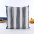 Decor Navy Blue Pure White Stripe Lined Linen Burlap Square Throw Cushion Cover Sham Euro Pillowcase With Zipper/