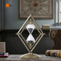 Factory Wholesale Classic Copper Rhombus Hourglass 10/15/30 Minutes Metal Sand Timer for Home Decor Silver/Brass Gift