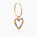 YINJU Boho Rainbow  Colorful CZ Hollow Out Heart Huggie Hoop Earring Silver 925