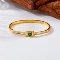 New Arrival Simple Trendy 18k Pvd Gold Plated Heart Zircon Bracelet Jewelry 316l Stainless Steel Bangle for Women