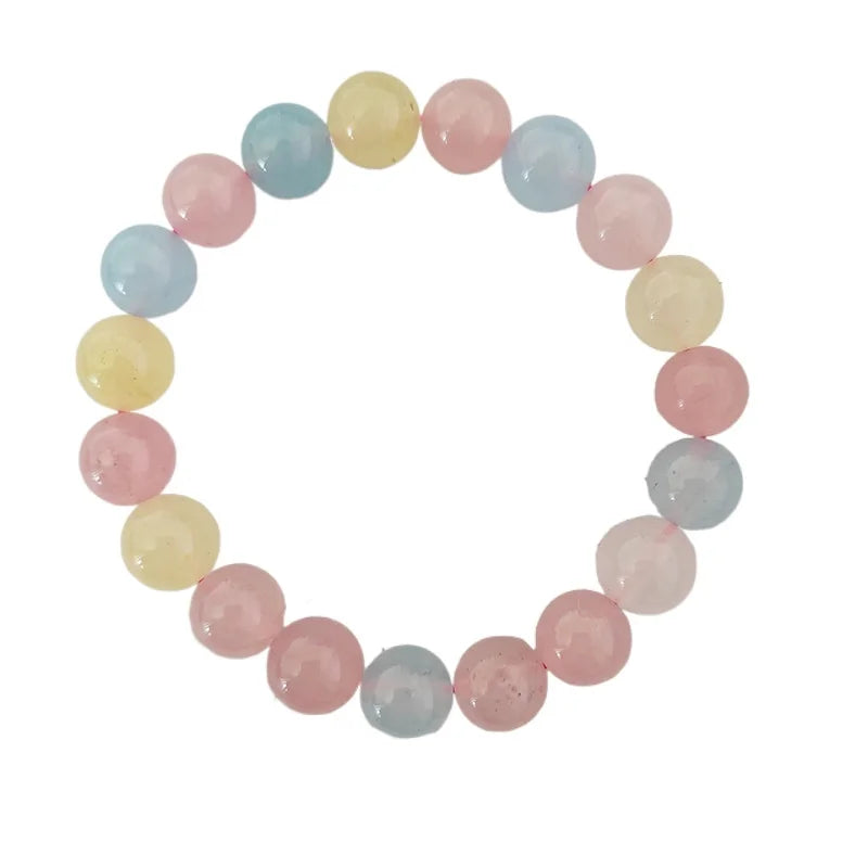 MANCHAO Ladies DIY Beaded for Bracelet with Colored Natural Quartz Stone Cute Ball Pattern Gift Religious Style