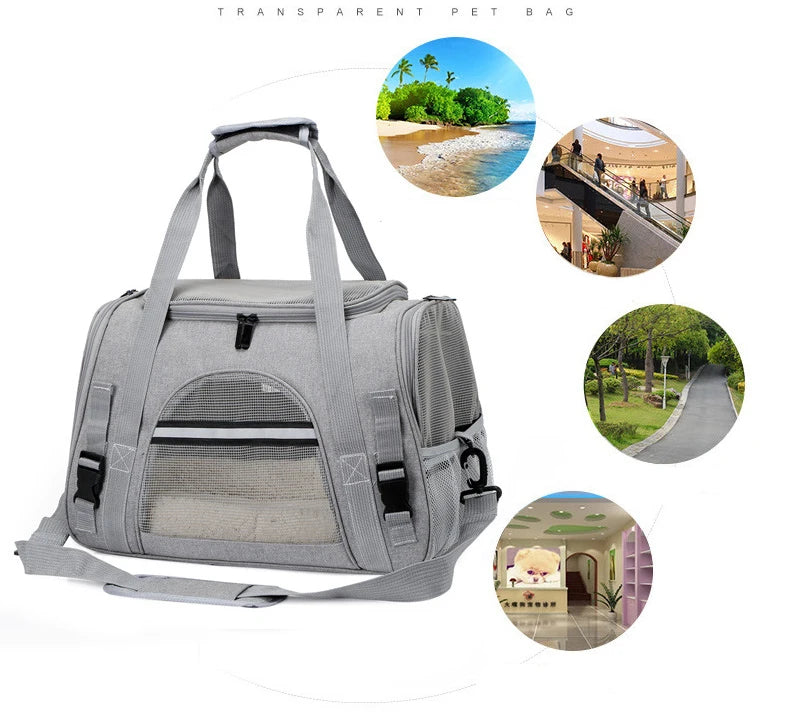 Kingtale Portable Folding Fabric Pet Travel Carrier Pet Cage with Locking Safety Zippers for Dogs