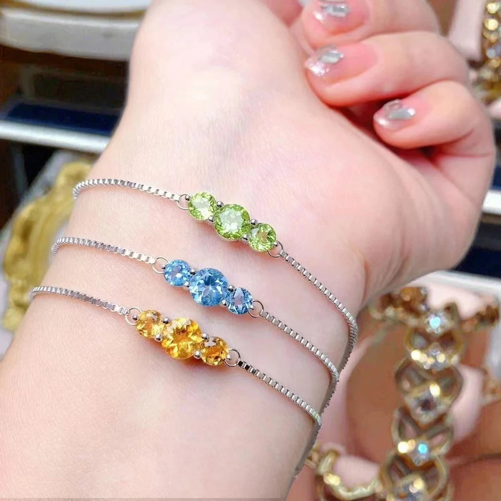 Hot Popular Handmade 925 Sterling Silver Natural Crystal Beads Luxury Charm Bracelet Gift & Party Jewelry for Women