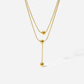 Dropshipping New Trendy Popular Designer Stainless Steel Ball Pendant Double Layers Stacking Necklace 18K Gold Plated Necklace