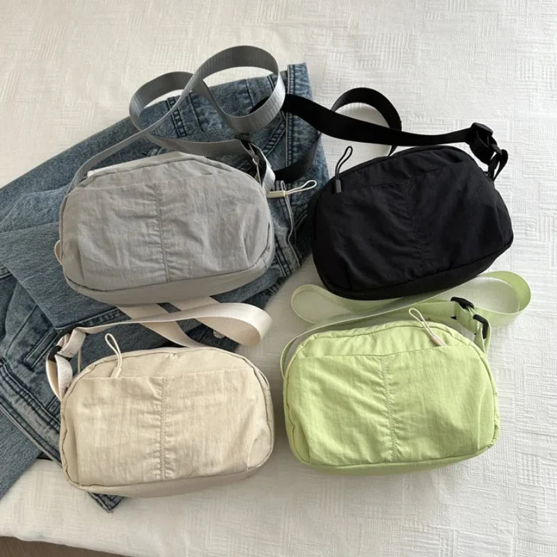 Simple Multi-layer Women Nylon Shoulder Bags Ladies Crossbody Bag for Work Commute Pure Color Female Phone Purse Small Handbags
