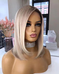 Wholesale Vendor Unprocessed Raw Transparent 13x4 Lace Front Human Hair Wigs Highlights Blond Color Body Straight Bob Wigs