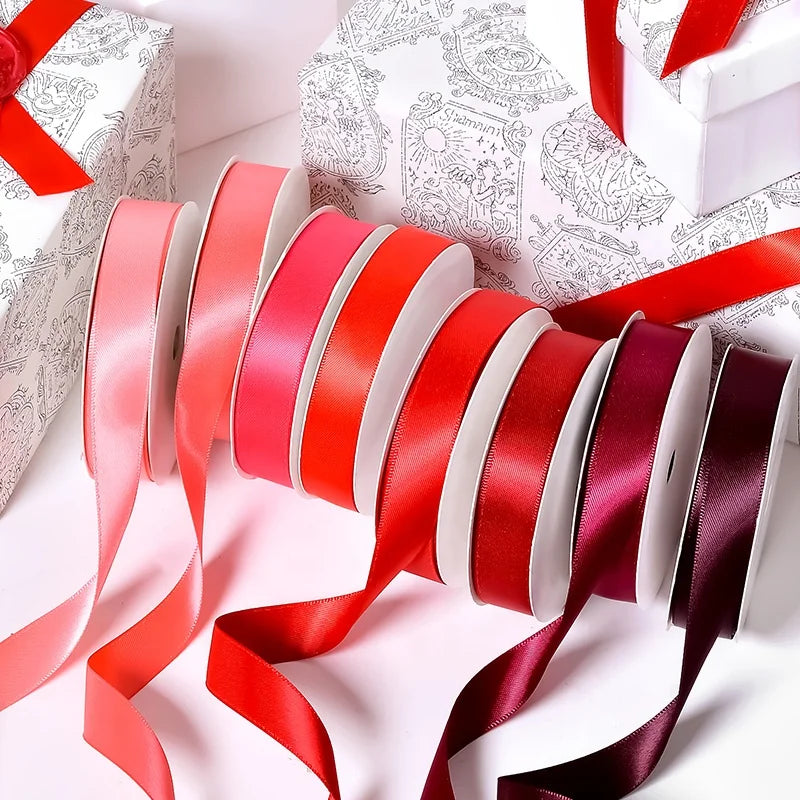 Yama Ribbon 100 Yards pink Red Double Faced Deep Red Satin Ribbon Roll Gift Wrapping