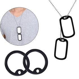 Metal ID Tag Blank Dog Tag Pendant Stainless Steel Name Plate with Ball Chain for Necklace Gift