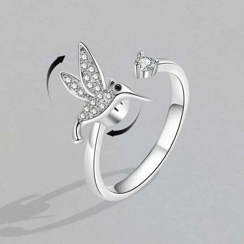 New Niche Design Hummingbird Ring Rotatable Ring Adjustable Animal Open Ring